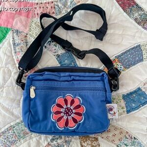 ErGobaby organic embroidered blue starburst handsfree baby diaper crossbody